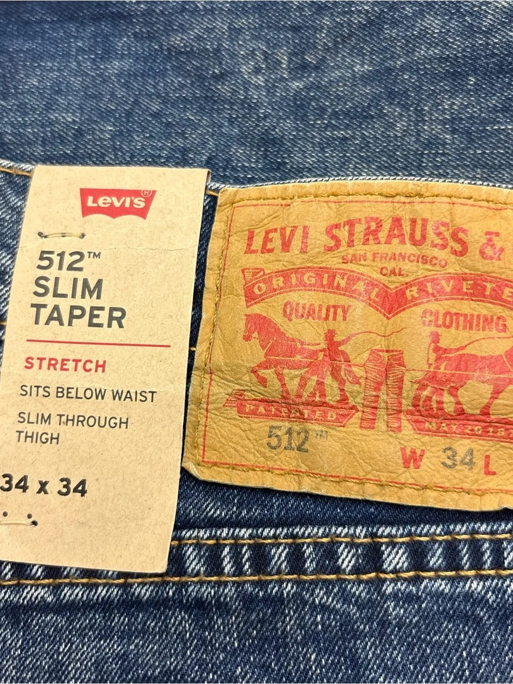 Levi’s 512 Slim Taper Jeans Men’s 34x34 Dark Wash Stretch NWT (0236)